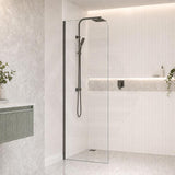 Fienza Curved Edge Frameless Fixed Panel with Channel 10mm Glass 700-1200x2050mm - Variant Colour Fittings