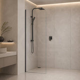 Fienza Curved Edge Frameless Fixed Panel with Channel 10mm Glass 700-1200x2050mm - Variant Colour Fittings
