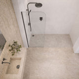 Fienza Curved Edge Frameless Fixed Panel with Channel 10mm Glass 700-1200x2050mm - Variant Colour Fittings