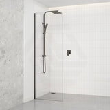 Fienza Curved Edge Frameless Fixed Panel with Channel 10mm Glass 700-1200x2050mm - Variant Colour Fittings