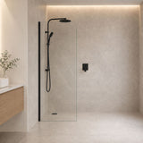 Fienza Curved Edge Frameless Fixed Panel with Channel 10mm Glass 700-1200x2050mm - Variant Colour Fittings