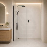 Fienza Curved Edge Frameless Fixed Panel with Channel 10mm Glass 700-1200x2050mm - Variant Colour Fittings