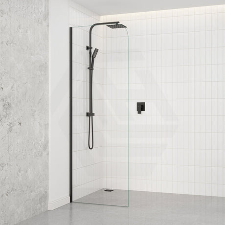 Fienza Curved Edge Frameless Fixed Panel with Channel 10mm Glass 700-1200x2050mm - Variant Colour Fittings