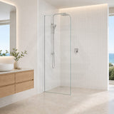 Fienza Curved Edge Frameless Fixed Panel with Channel 10mm Glass 700-1200x2050mm - Variant Colour Fittings