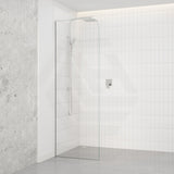 Fienza Curved Edge Frameless Fixed Panel with Channel 10mm Glass 700-1200x2050mm - Variant Colour Fittings