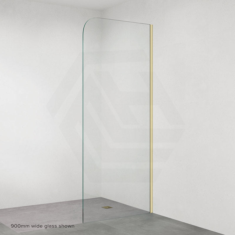 Fienza Curved Edge Frameless Fixed Panel with Channel 10mm Glass 700-1200x2050mm - Variant Colour Fittings