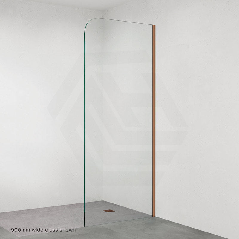 Fienza Curved Edge Frameless Fixed Panel with Channel 10mm Glass 700-1200x2050mm - Variant Colour Fittings