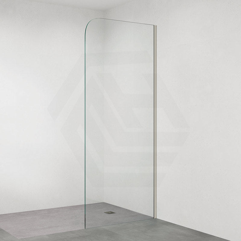Fienza Curved Edge Frameless Fixed Panel with Channel 10mm Glass 700-1200x2050mm - Variant Colour Fittings