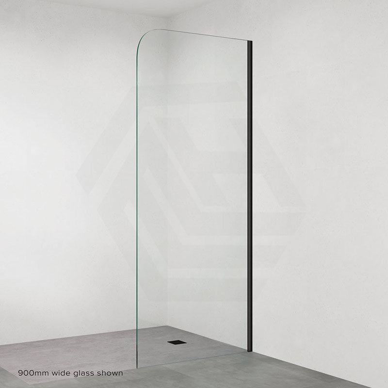 Fienza Curved Edge Frameless Fixed Panel with Channel 10mm Glass 700-1200x2050mm - Variant Colour Fittings