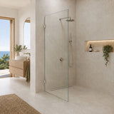 Fienza Rectangular Frameless Walk-in Fixed Panel 10mm Glass 700-1200x2050mm - Variant Colour Fittings