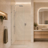 Fienza Rectangular Frameless Walk-in Fixed Panel 10mm Glass 700-1200x2050mm - Variant Colour Fittings