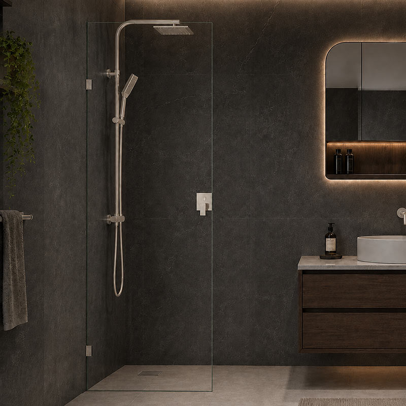 Fienza Rectangular Frameless Walk-in Fixed Panel 10mm Glass 700-1200x2050mm - Variant Colour Fittings