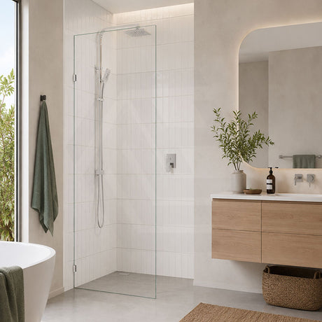 Fienza Rectangular Frameless Walk-in Fixed Panel 10mm Glass 700-1200x2050mm - Variant Colour Fittings