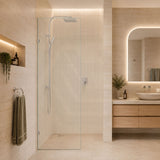 Fienza Rectangular Frameless Walk-in Fixed Panel 10mm Glass 700-1200x2050mm - Variant Colour Fittings