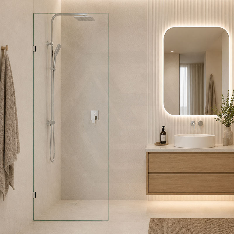 Fienza Rectangular Frameless Walk-in Fixed Panel 10mm Glass 700-1200x2050mm - Variant Colour Fittings