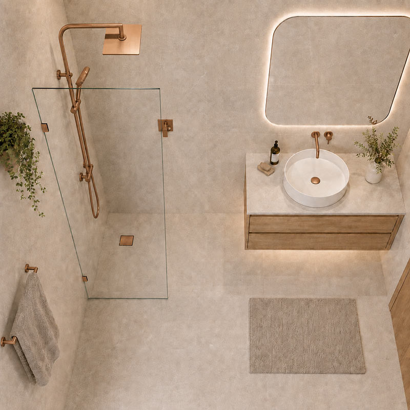 Fienza Rectangular Frameless Walk-in Fixed Panel 10mm Glass 700-1200x2050mm - Variant Colour Fittings
