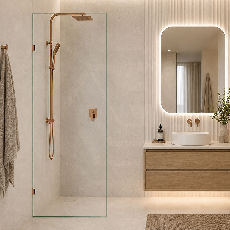 Fienza Rectangular Frameless Walk-in Fixed Panel 10mm Glass 700-1200x2050mm - Variant Colour Fittings