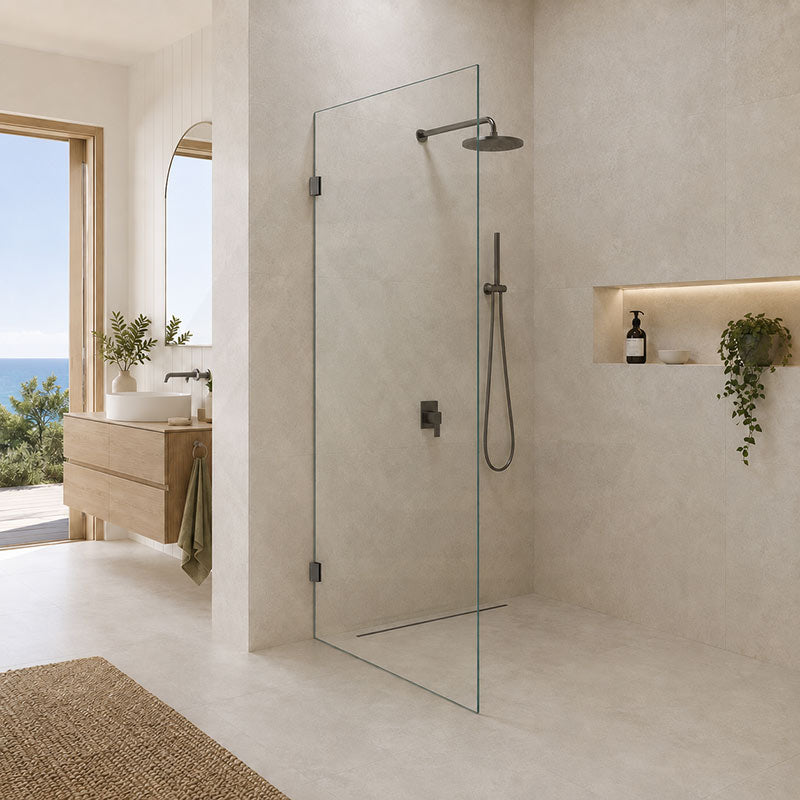 Fienza Rectangular Frameless Walk-in Fixed Panel 10mm Glass 700-1200x2050mm - Variant Colour Fittings
