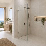 Fienza Rectangular Frameless Walk-in Fixed Panel 10mm Glass 700-1200x2050mm - Variant Colour Fittings