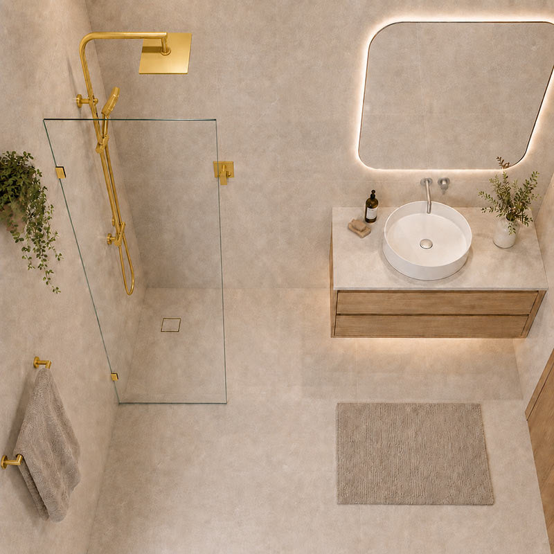 Fienza Rectangular Frameless Walk-in Fixed Panel 10mm Glass 700-1200x2050mm - Variant Colour Fittings