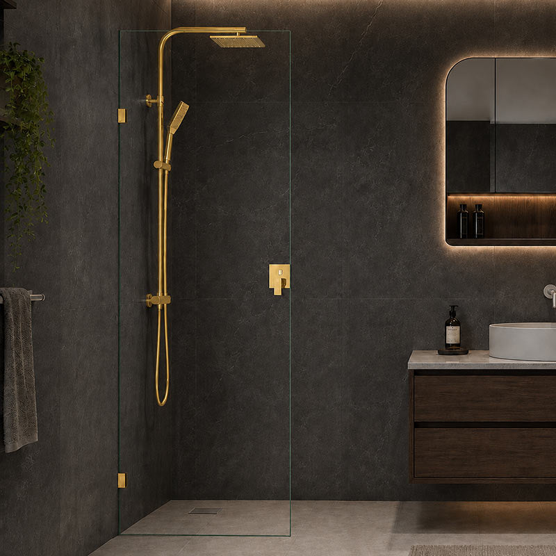 Fienza Rectangular Frameless Walk-in Fixed Panel 10mm Glass 700-1200x2050mm - Variant Colour Fittings
