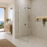 Fienza Rectangular Frameless Walk-in Fixed Panel 10mm Glass 700-1200x2050mm - Variant Colour Fittings