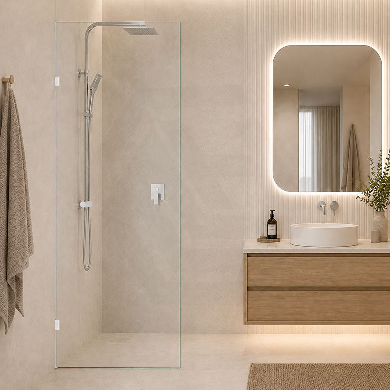 Fienza Rectangular Frameless Walk-in Fixed Panel 10mm Glass 700-1200x2050mm - Variant Colour Fittings