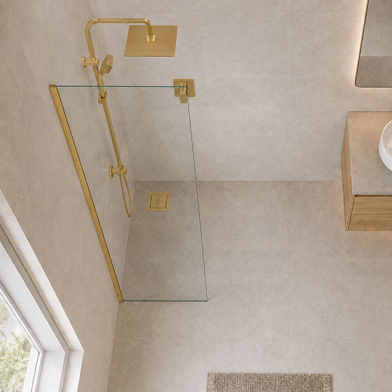Fienza Rectangular Frameless Fixed Panel with Channel 10mm Glass 700-1200x2050mm - Variant Colour Fittings