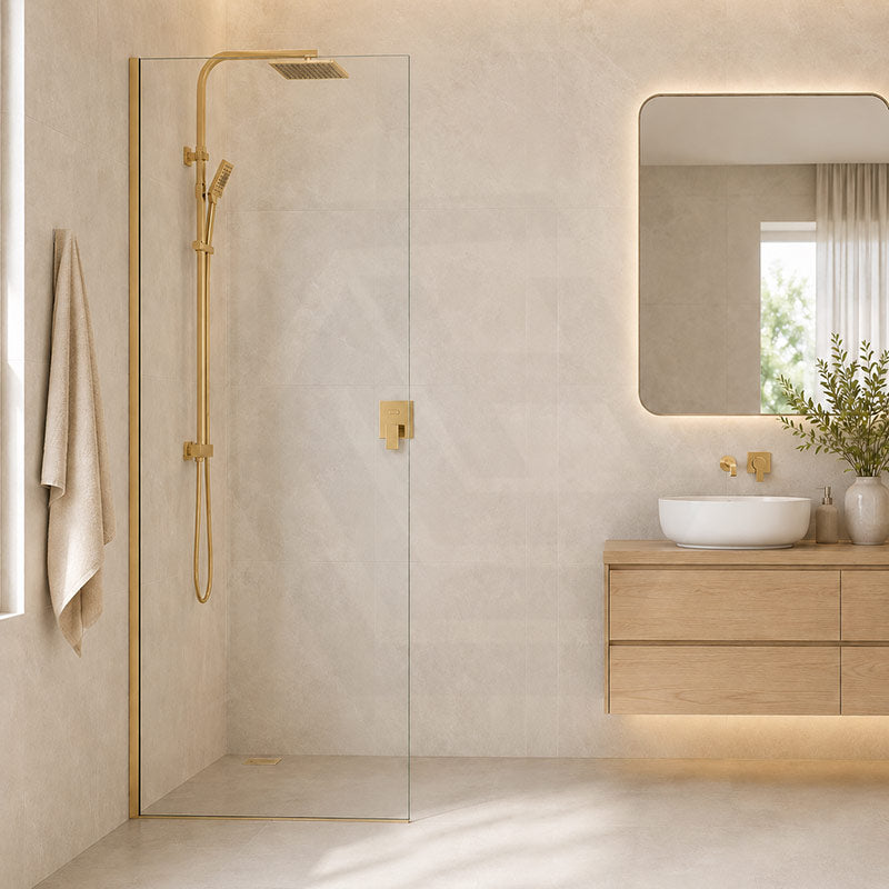 Fienza Rectangular Frameless Fixed Panel with Channel 10mm Glass 700-1200x2050mm - Variant Colour Fittings