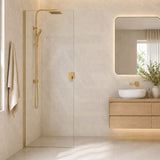 Fienza Rectangular Frameless Fixed Panel with Channel 10mm Glass 700-1200x2050mm - Variant Colour Fittings