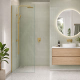 Fienza Rectangular Frameless Fixed Panel with Channel 10mm Glass 700-1200x2050mm - Variant Colour Fittings