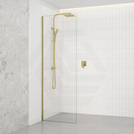 Fienza Rectangular Frameless Fixed Panel with Channel 10mm Glass 700-1200x2050mm - Variant Colour Fittings