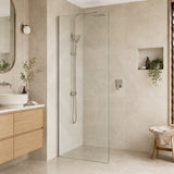 Fienza Rectangular Frameless Fixed Panel with Channel 10mm Glass 700-1200x2050mm - Variant Colour Fittings