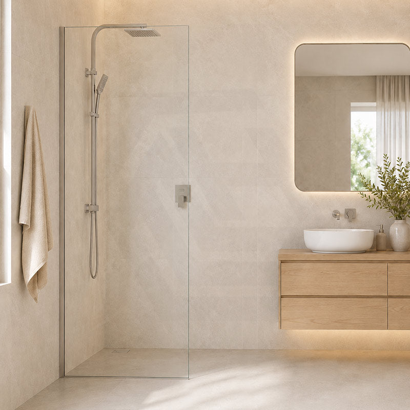 Fienza Rectangular Frameless Fixed Panel with Channel 10mm Glass 700-1200x2050mm - Variant Colour Fittings