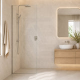 Fienza Rectangular Frameless Fixed Panel with Channel 10mm Glass 700-1200x2050mm - Variant Colour Fittings