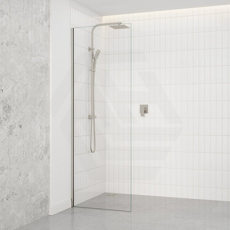 Fienza Rectangular Frameless Fixed Panel with Channel 10mm Glass 700-1200x2050mm - Variant Colour Fittings