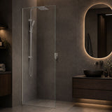 Fienza Rectangular Frameless Fixed Panel with Channel 10mm Glass 700-1200x2050mm - Variant Colour Fittings