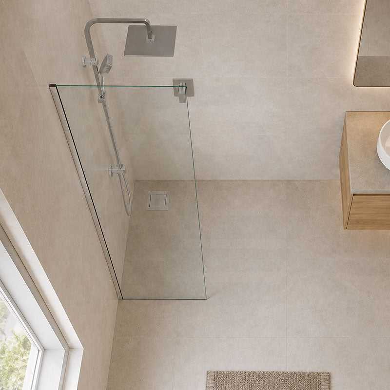 Fienza Rectangular Frameless Fixed Panel with Channel 10mm Glass 700-1200x2050mm - Variant Colour Fittings
