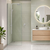 Fienza Rectangular Frameless Fixed Panel with Channel 10mm Glass 700-1200x2050mm - Variant Colour Fittings