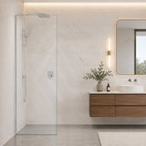Fienza Rectangular Frameless Fixed Panel with Channel 10mm Glass 700-1200x2050mm - Variant Colour Fittings