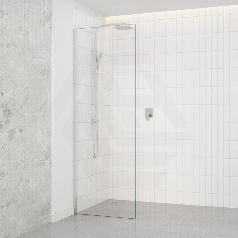 Fienza Rectangular Frameless Fixed Panel with Channel 10mm Glass 700-1200x2050mm - Variant Colour Fittings