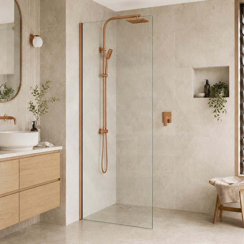 Fienza Rectangular Frameless Fixed Panel with Channel 10mm Glass 700-1200x2050mm - Variant Colour Fittings