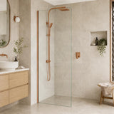Fienza Rectangular Frameless Fixed Panel with Channel 10mm Glass 700-1200x2050mm - Variant Colour Fittings