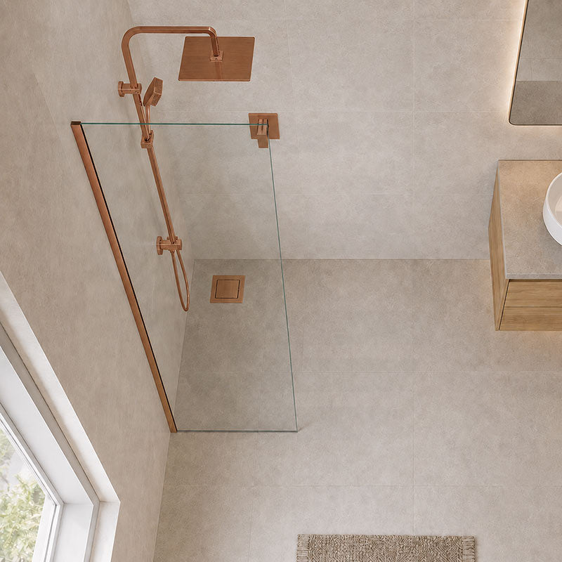 Fienza Rectangular Frameless Fixed Panel with Channel 10mm Glass 700-1200x2050mm - Variant Colour Fittings
