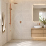 Fienza Rectangular Frameless Fixed Panel with Channel 10mm Glass 700-1200x2050mm - Variant Colour Fittings