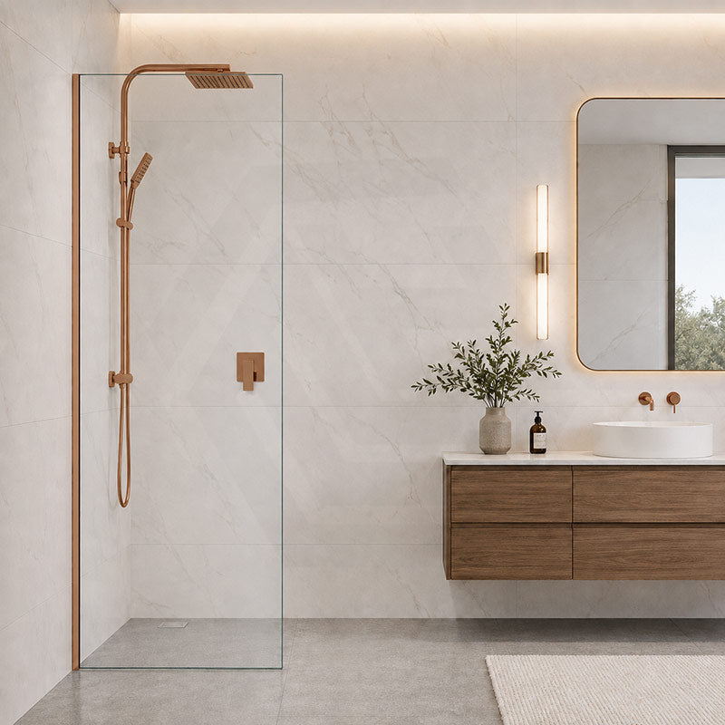 Fienza Rectangular Frameless Fixed Panel with Channel 10mm Glass 700-1200x2050mm - Variant Colour Fittings