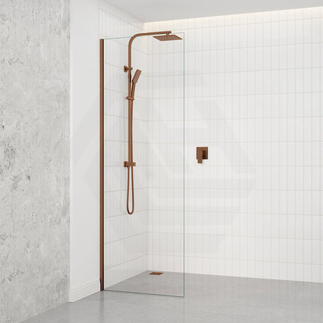 Fienza Rectangular Frameless Fixed Panel with Channel 10mm Glass 700-1200x2050mm - Variant Colour Fittings