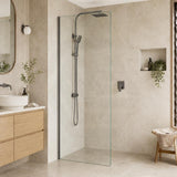 Fienza Rectangular Frameless Fixed Panel with Channel 10mm Glass 700-1200x2050mm - Variant Colour Fittings