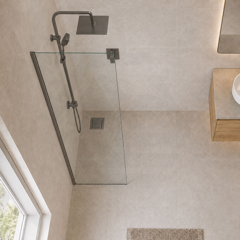 Fienza Rectangular Frameless Fixed Panel with Channel 10mm Glass 700-1200x2050mm - Variant Colour Fittings