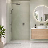 Fienza Rectangular Frameless Fixed Panel with Channel 10mm Glass 700-1200x2050mm - Variant Colour Fittings